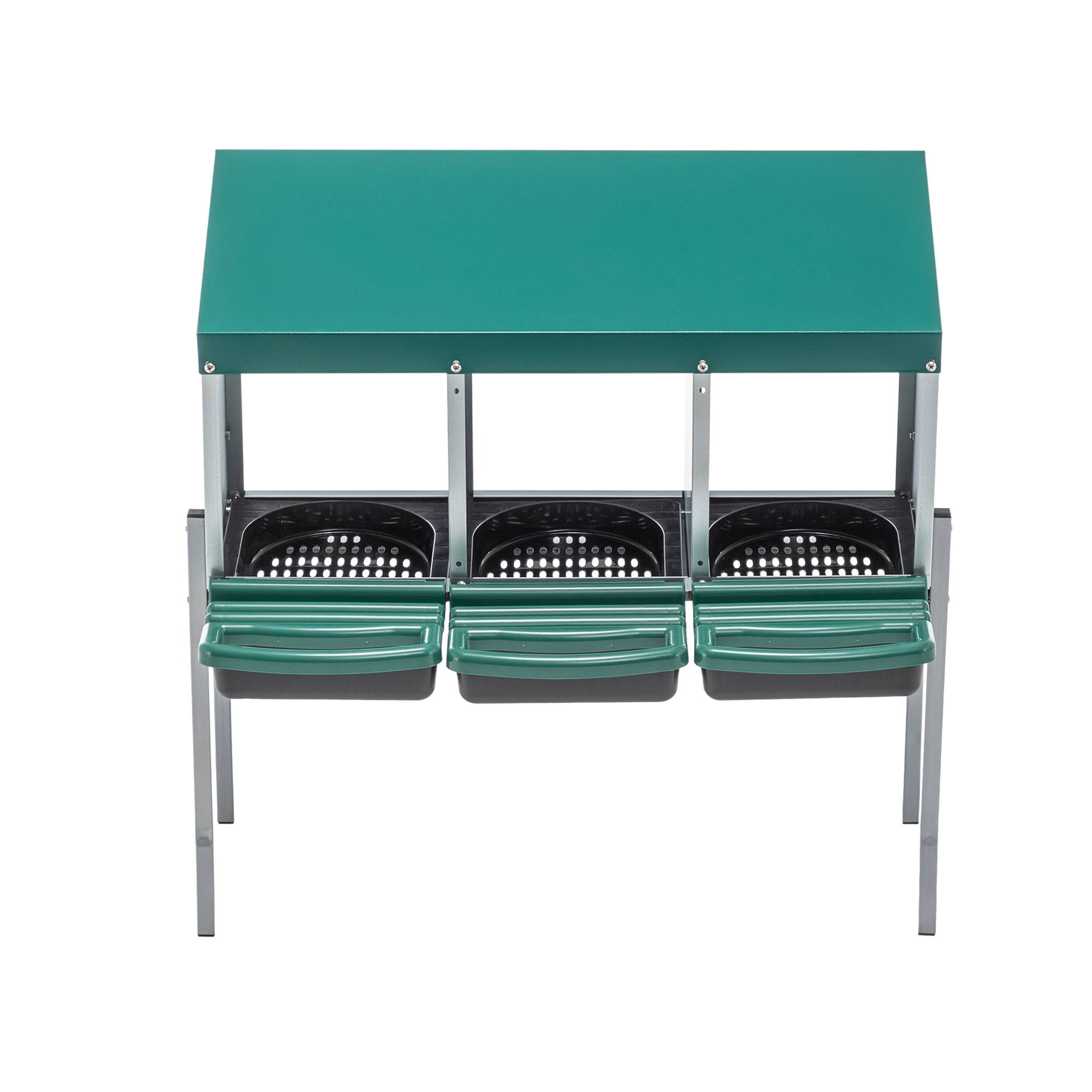 Pondoir poules 3 compartiments acier pour poulailler ramassage facile 80x33x81cm vert - ComfortXL Outdoor Living - Image 8
