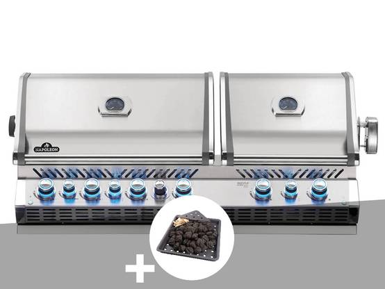 Napoleon - Barbecue gaz encastrable Prestige Pro 825 inox 4 brûleurs + Plateau charbon - Napoléon - Image 1