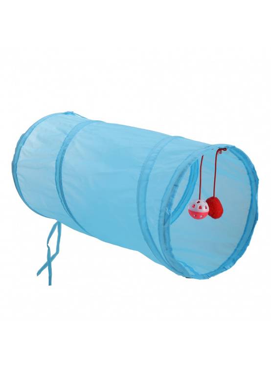 Tunnel rétractable avec jouet et grelot BLEU - Mon Ami Luki - Image 1