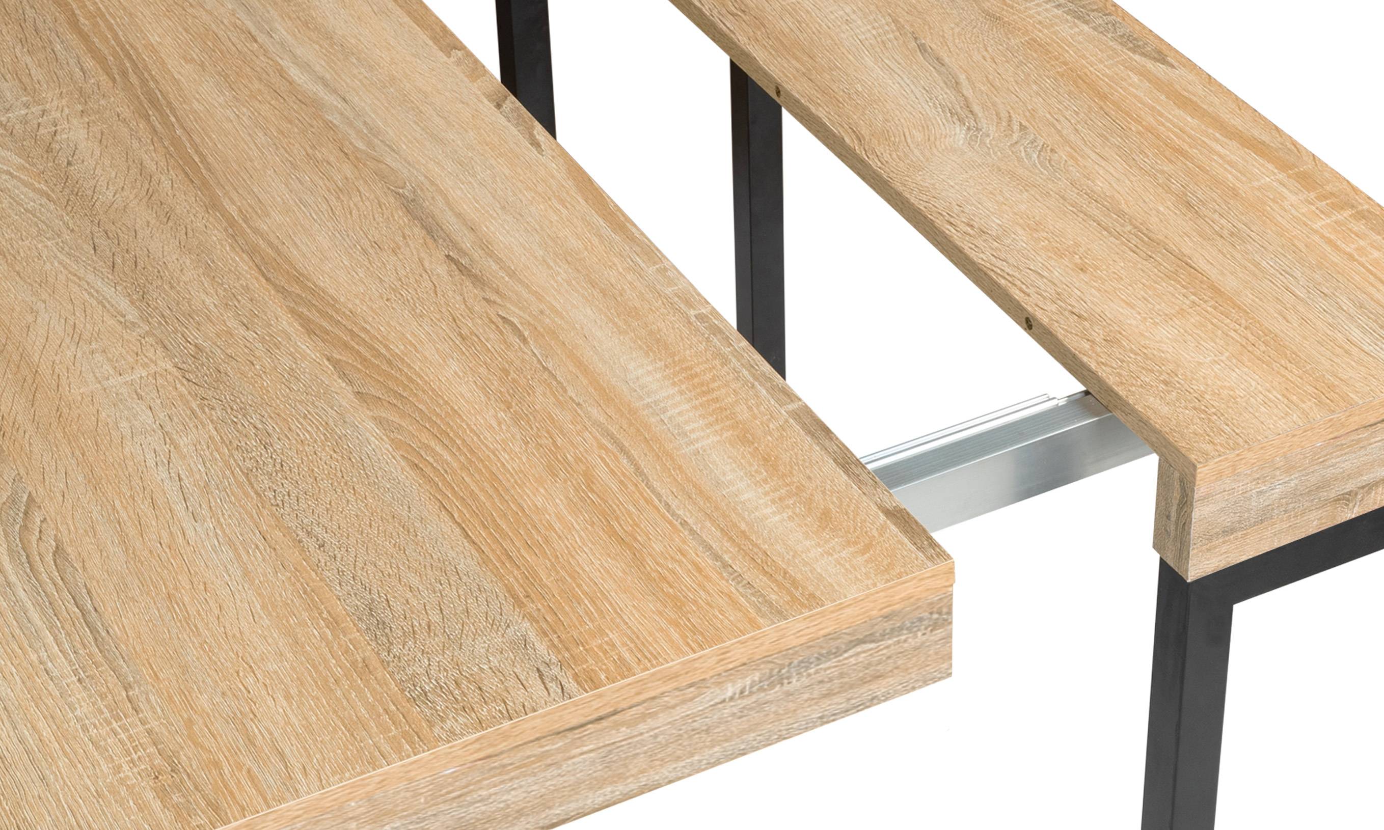 Table console extensible  effet bois et métal - 4 rallonges - FACILITYS - Image 4