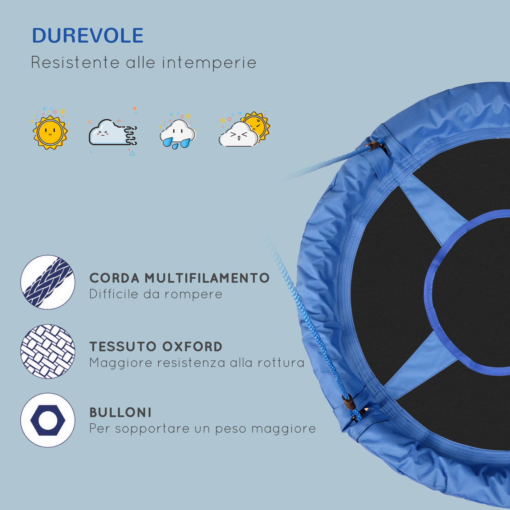 Balançoire de jardin pour enfants de 3 à 8 ans, utilisable à l'intérieur comme à l'extérieur, dimensions 100 x 180 cm, charge maximale 100 kg - Image 7