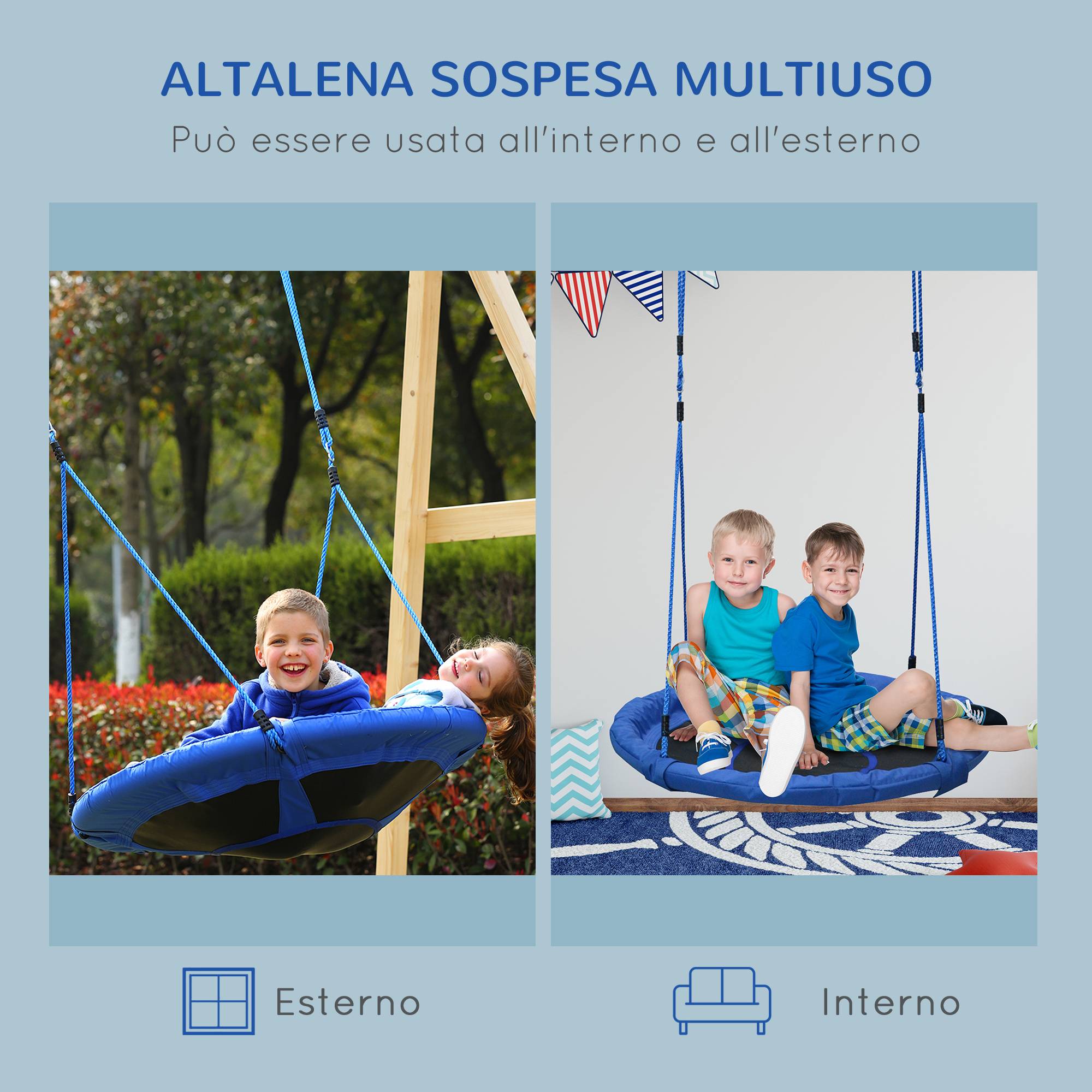 Balançoire de jardin pour enfants de 3 à 8 ans, utilisable à l'intérieur comme à l'extérieur, dimensions 100 x 180 cm, charge maximale 100 kg - Image 9