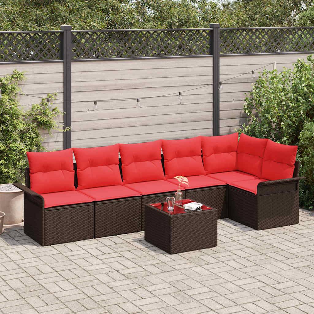 Vidaxl - Ensemble de canapé de jardin 7 pcs Marron polyrotin vidaXL 3345394 - Image 1