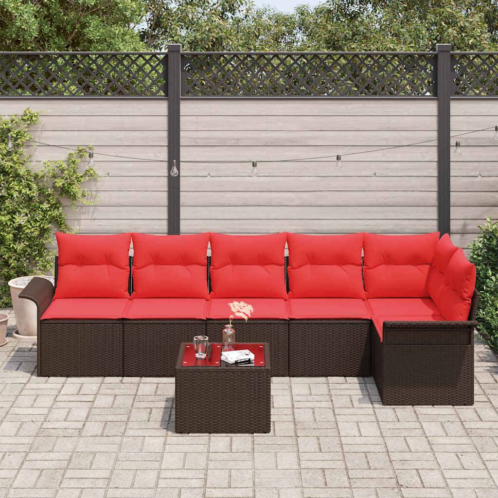 Vidaxl - Ensemble de canapé de jardin 7 pcs Marron polyrotin vidaXL 3345394 - Image 4