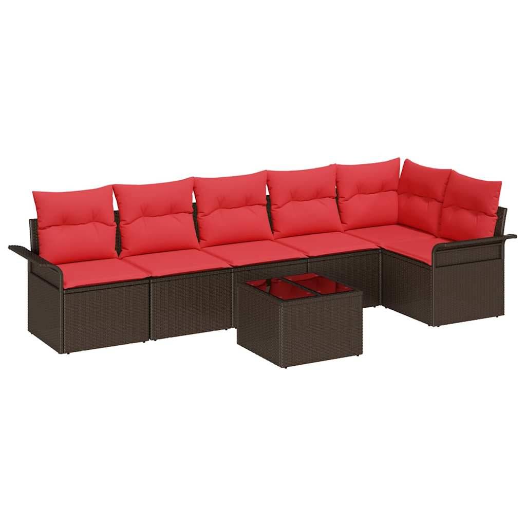 Vidaxl - Ensemble de canapé de jardin 7 pcs Marron polyrotin vidaXL 3345394 - Image 2