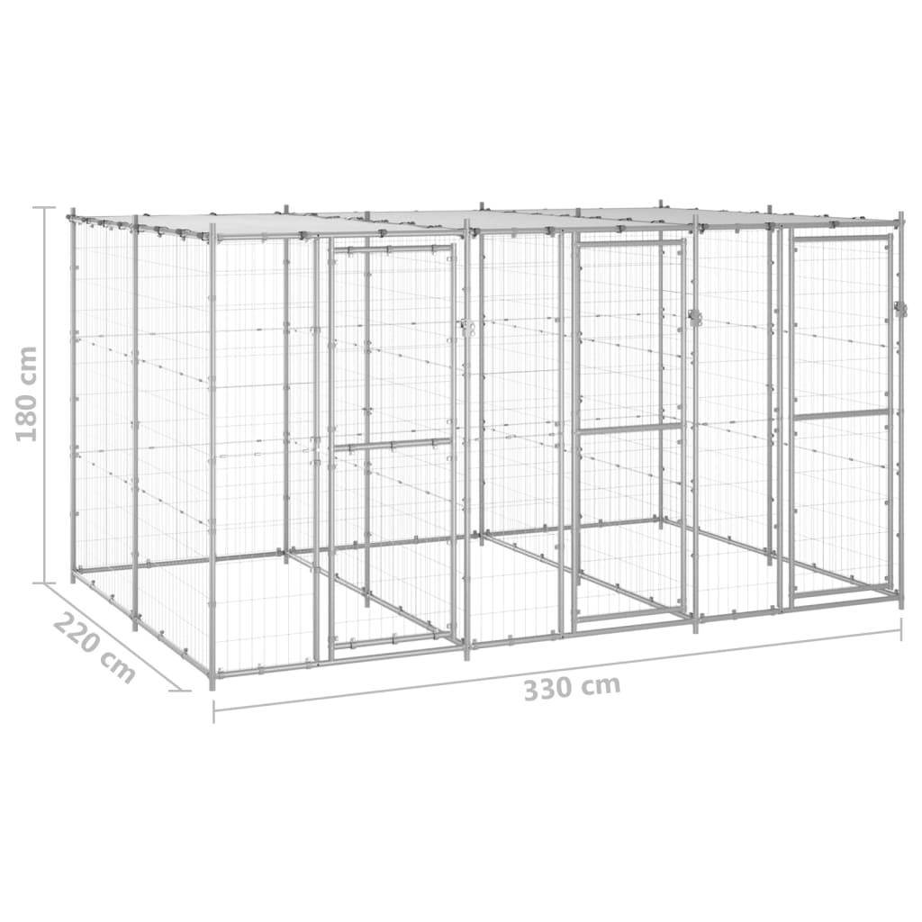 Helloshop26 - Chenil extérieur cage enclos parc animaux chien extérieur acier galvanisé avec toit 7,26 m² - Image 2
