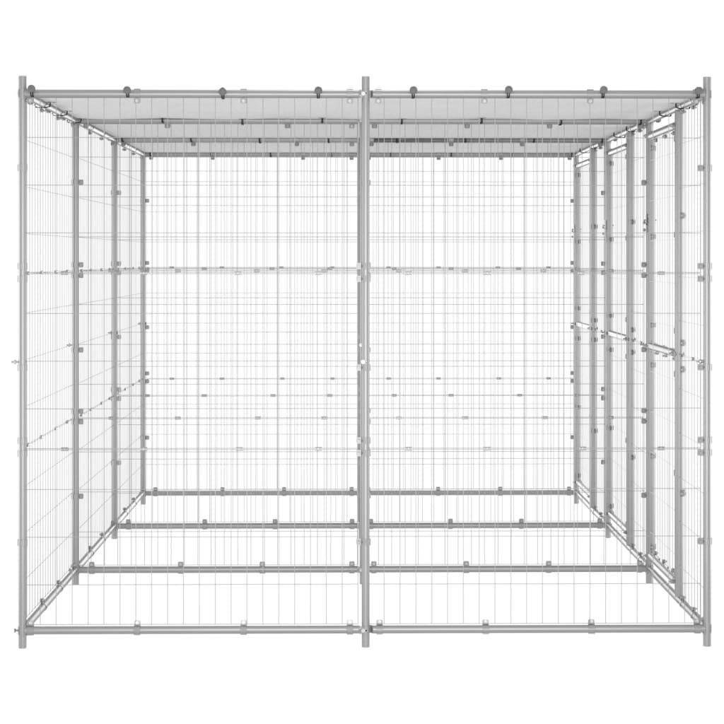 Helloshop26 - Chenil extérieur cage enclos parc animaux chien extérieur acier galvanisé avec toit 7,26 m² - Image 4