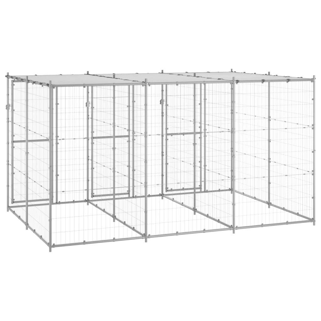 Helloshop26 - Chenil extérieur cage enclos parc animaux chien extérieur acier galvanisé avec toit 7,26 m² - Image 5
