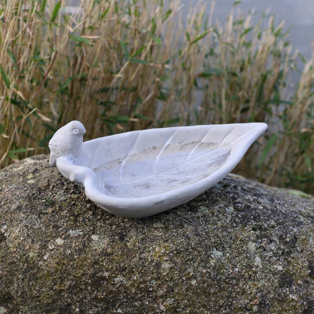 Bain d'oiseaux en béton gris 24 x 13 x 8 cm Chemin de campagne - Image 4