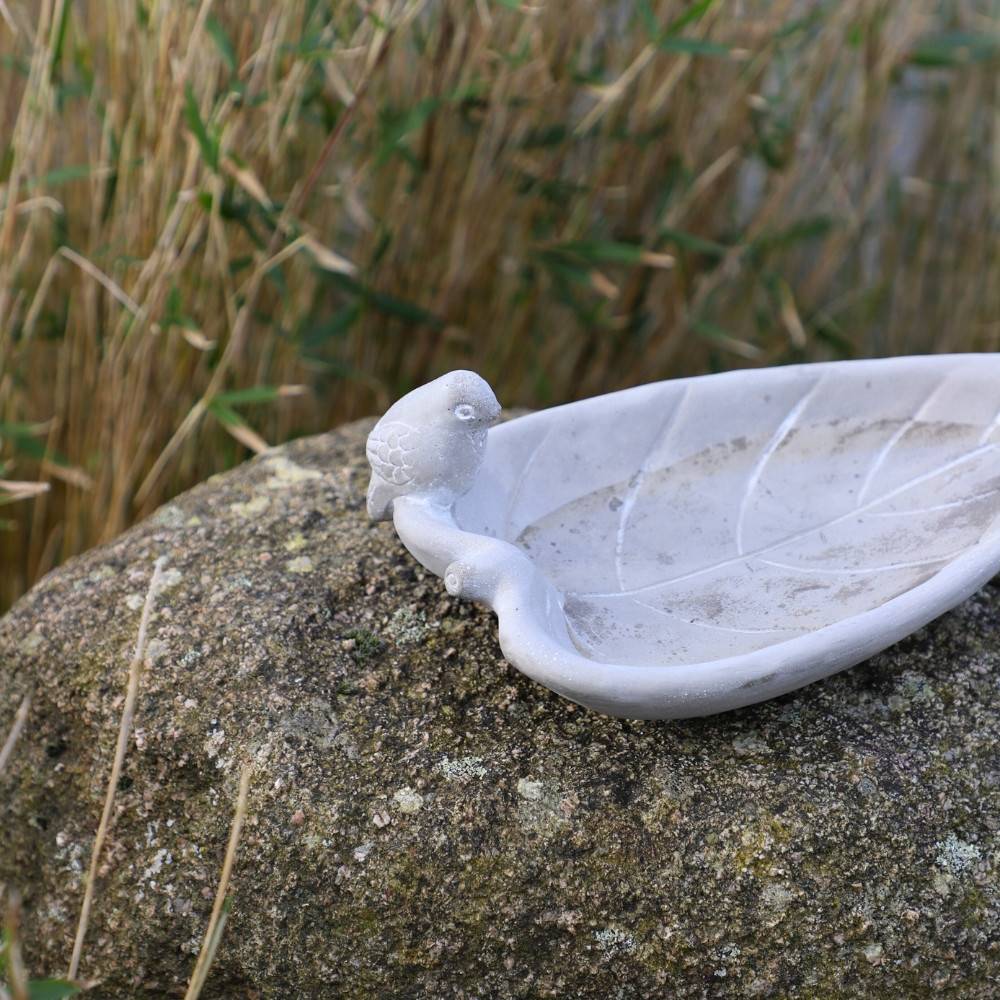 Bain d'oiseaux en béton gris 24 x 13 x 8 cm Chemin de campagne - Image 5