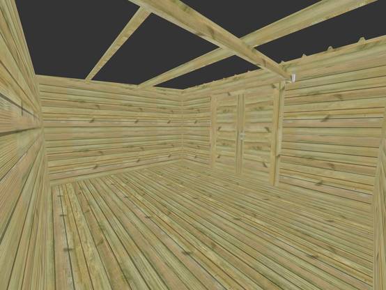 ABRI DE JARDIN bois autoclave 27mm - 4,34x3,44m / 15m2 - Bac acier - Plancher bois - Image 5