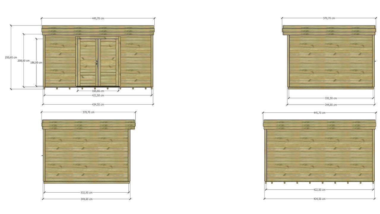 ABRI DE JARDIN bois  autoclave 27mm - 4,34x3,44m / 15m2 - Bac acier - Plancher bois - Image 4