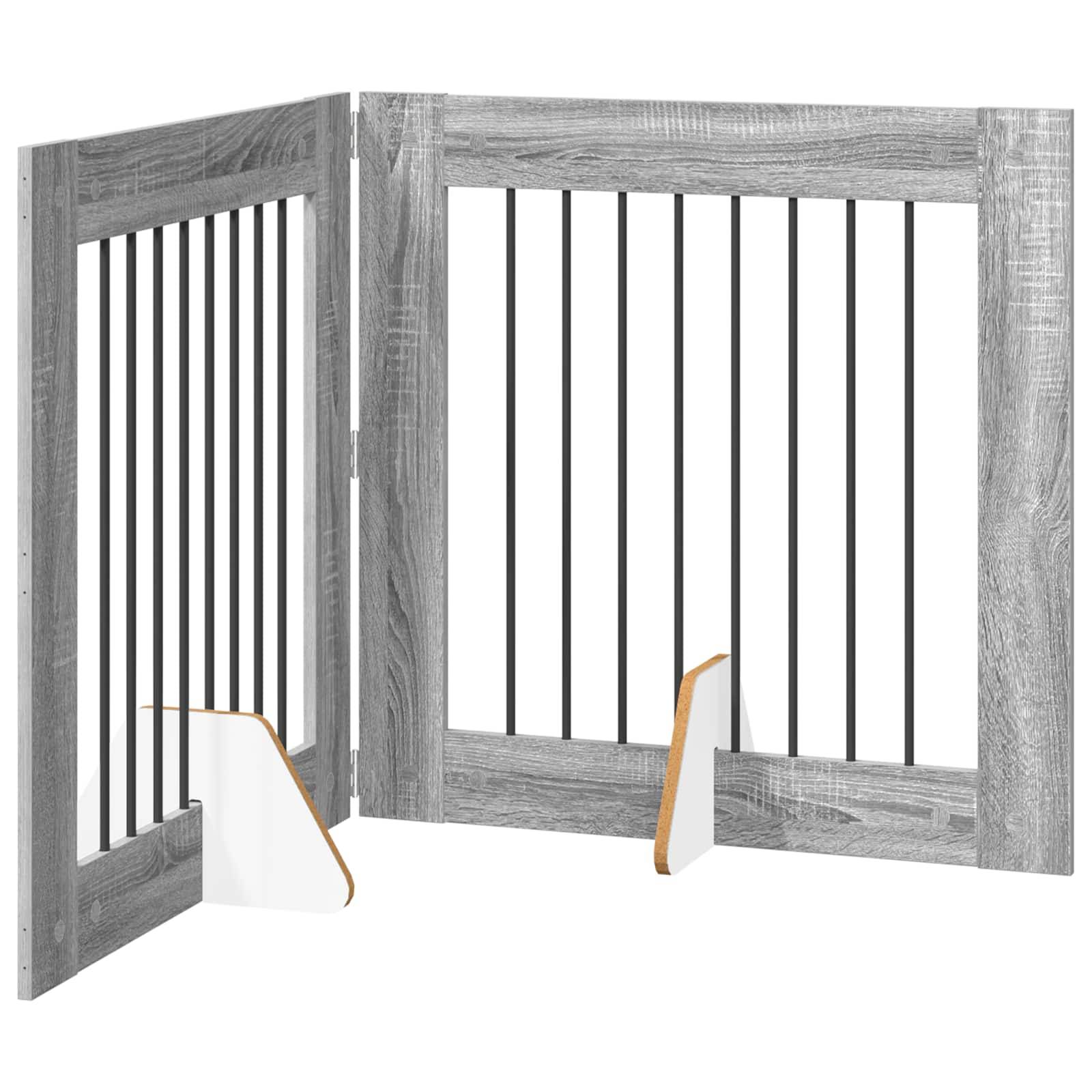 ComfortXL - Barrière de Sécurité Pliable pour Chien Intérieur Bois avec Supports 160,5cm Sonoma Gris - ComfortXL Outdoor Living - Image 2