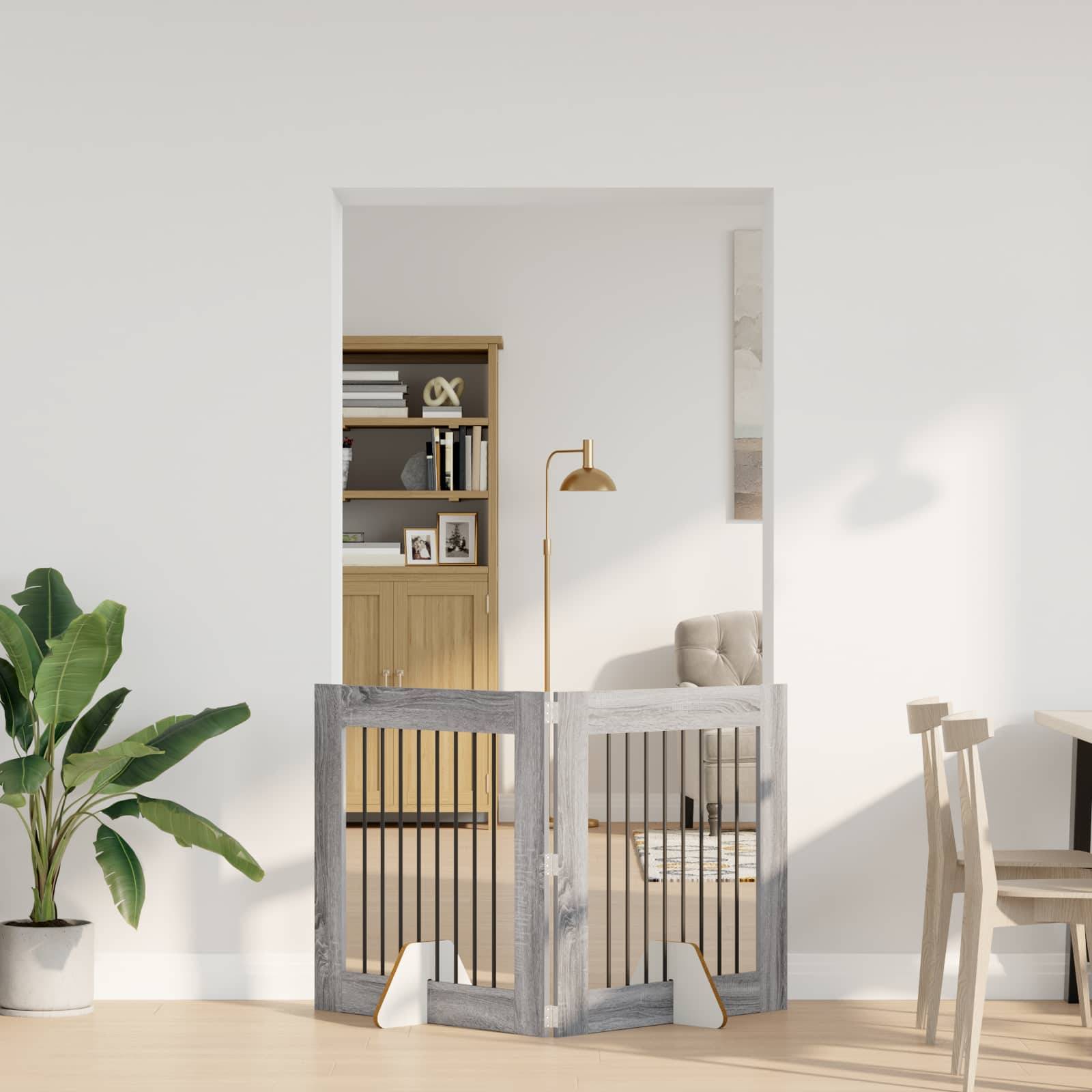 ComfortXL - Barrière de Sécurité Pliable pour Chien Intérieur Bois avec Supports 160,5cm Sonoma Gris - ComfortXL Outdoor Living - Image 1
