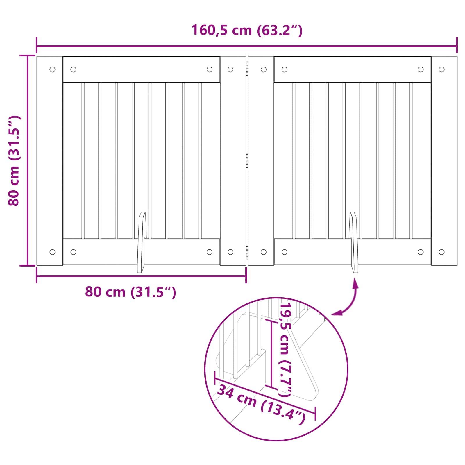 ComfortXL - Barrière de Sécurité Pliable pour Chien Intérieur Bois avec Supports 160,5cm Sonoma Gris - ComfortXL Outdoor Living - Image 9