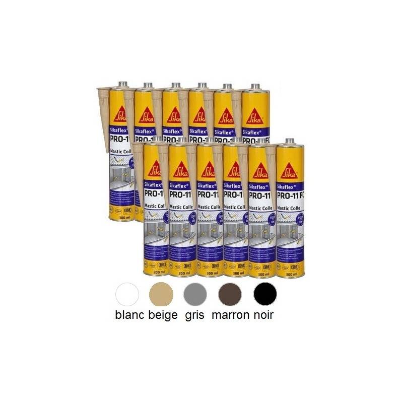 12 Colles mastic Sikaflex PRO 11 FC à prise rapide 300 ml SIKA - Ton: noir