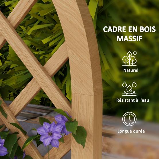 Lot 2 Treillis Arc Bois Sapin Plantes Grimpantes Aménagement Terrasse 60x120cm Marron - ComfortXL Outdoor Living - Image 8