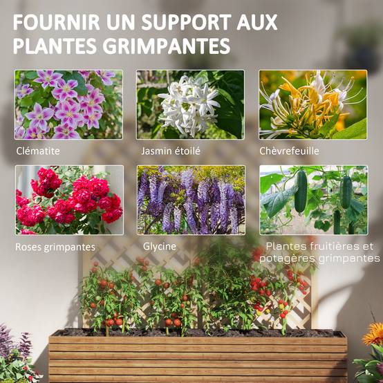 Lot 2 Treillis Arc Bois Sapin Plantes Grimpantes Aménagement Terrasse 60x120cm Marron - ComfortXL Outdoor Living - Image 6