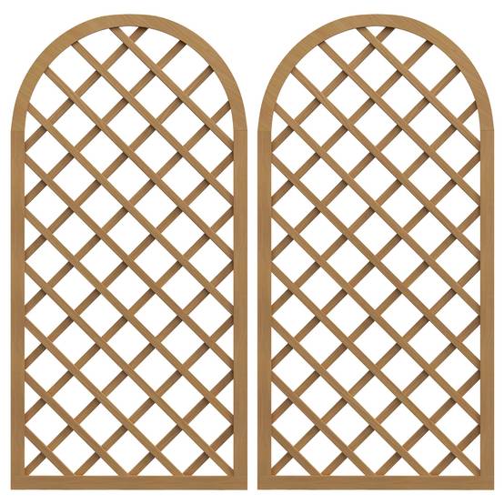 Lot 2 Treillis Arc Bois Sapin Plantes Grimpantes Aménagement Terrasse 60x120cm Marron - ComfortXL Outdoor Living - Image 2