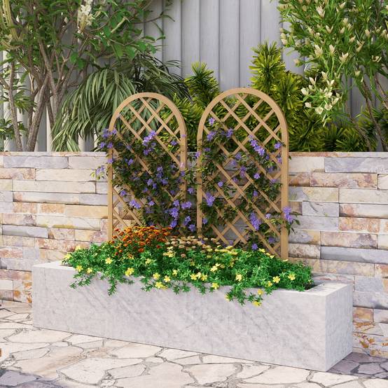 Lot 2 Treillis Arc Bois Sapin Plantes Grimpantes Aménagement Terrasse 60x120cm Marron - ComfortXL Outdoor Living - Image 4