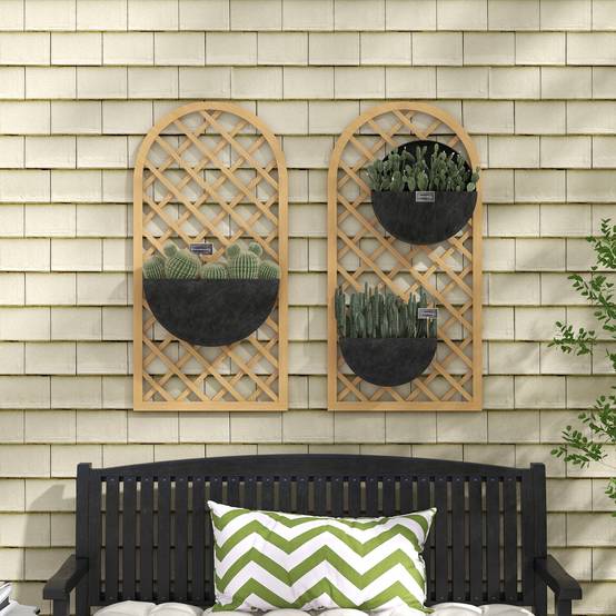 Lot 2 Treillis Arc Bois Sapin Plantes Grimpantes Aménagement Terrasse 60x120cm Marron - ComfortXL Outdoor Living - Image 9