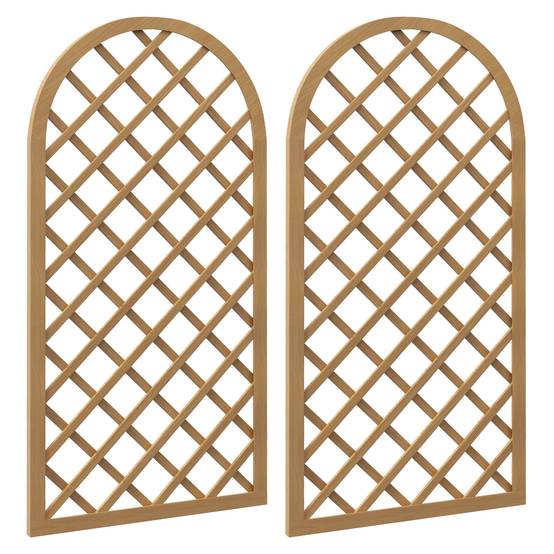 Lot 2 Treillis Arc Bois Sapin Plantes Grimpantes Aménagement Terrasse 60x120cm Marron - ComfortXL Outdoor Living - Image 1