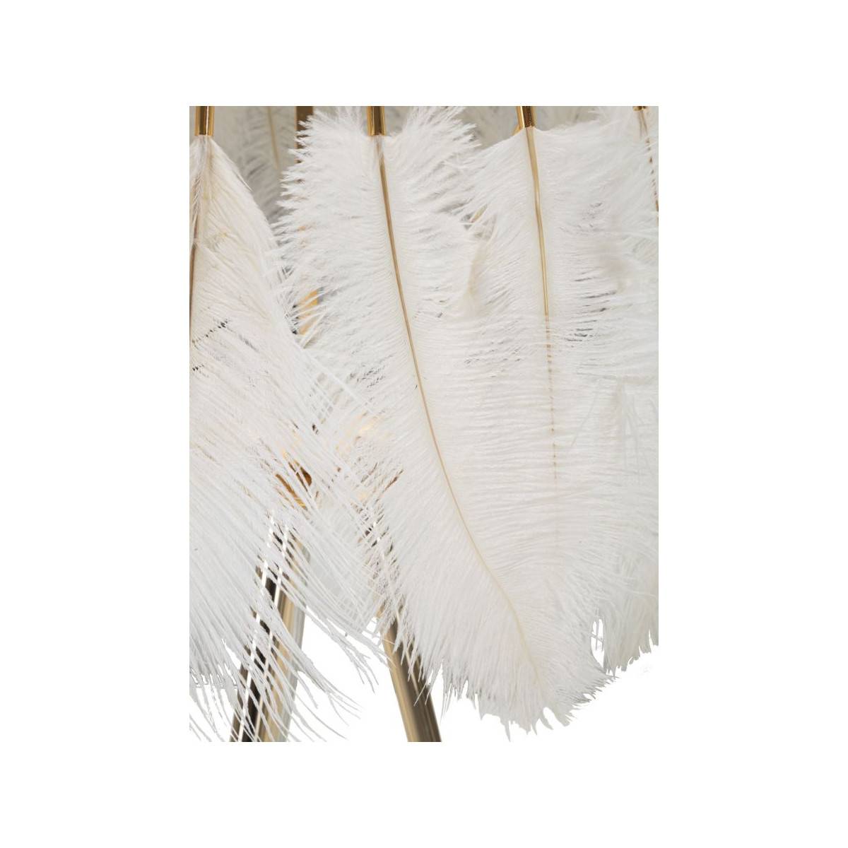 Lampadaire Imitation Plume "Stand" 147cm Or & Blanc - Image 5