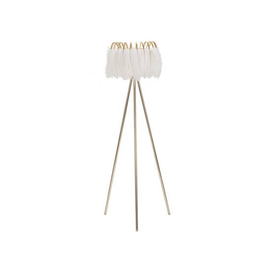Lampadaire Imitation Plume "Stand" 147cm Or & Blanc - Image 1