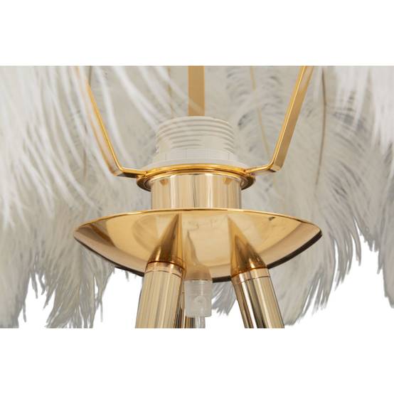 Lampadaire Imitation Plume "Stand" 147cm Or & Blanc - Image 3