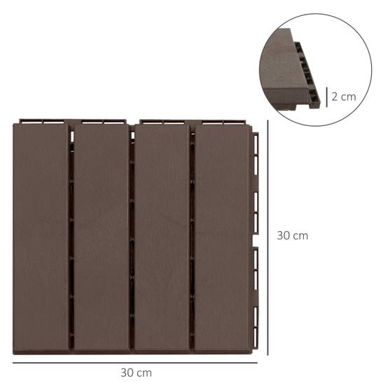 Dalles Terrasse Clipsables Polypropylène Balcon Aspect Bois 30x30cm Brun Lot de 9 - ComfortXL Outdoor Living - Image 3