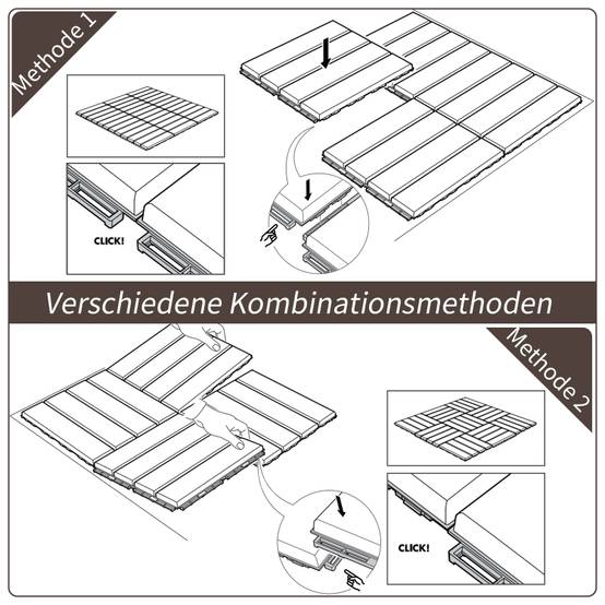 Dalles Terrasse Clipsables Polypropylène Balcon Aspect Bois 30x30cm Brun Lot de 9 - ComfortXL Outdoor Living - Image 6