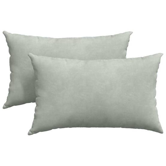 Lot de 2 Coussins de Canapé Velours Côtelé Doux Housse Amovible pour Salon Gris Clair 50x30 cm – ComfortXL Outdoor Living - Image 2