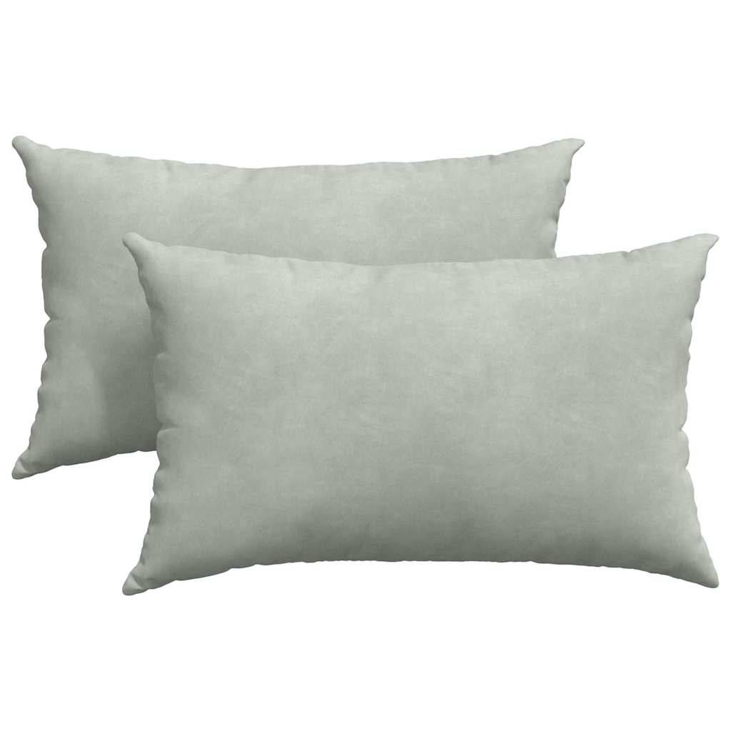Lot de 2 Coussins de Canapé Velours Côtelé Doux Housse Amovible pour Salon Gris Clair 50x30 cm – ComfortXL Outdoor Living - Image 2