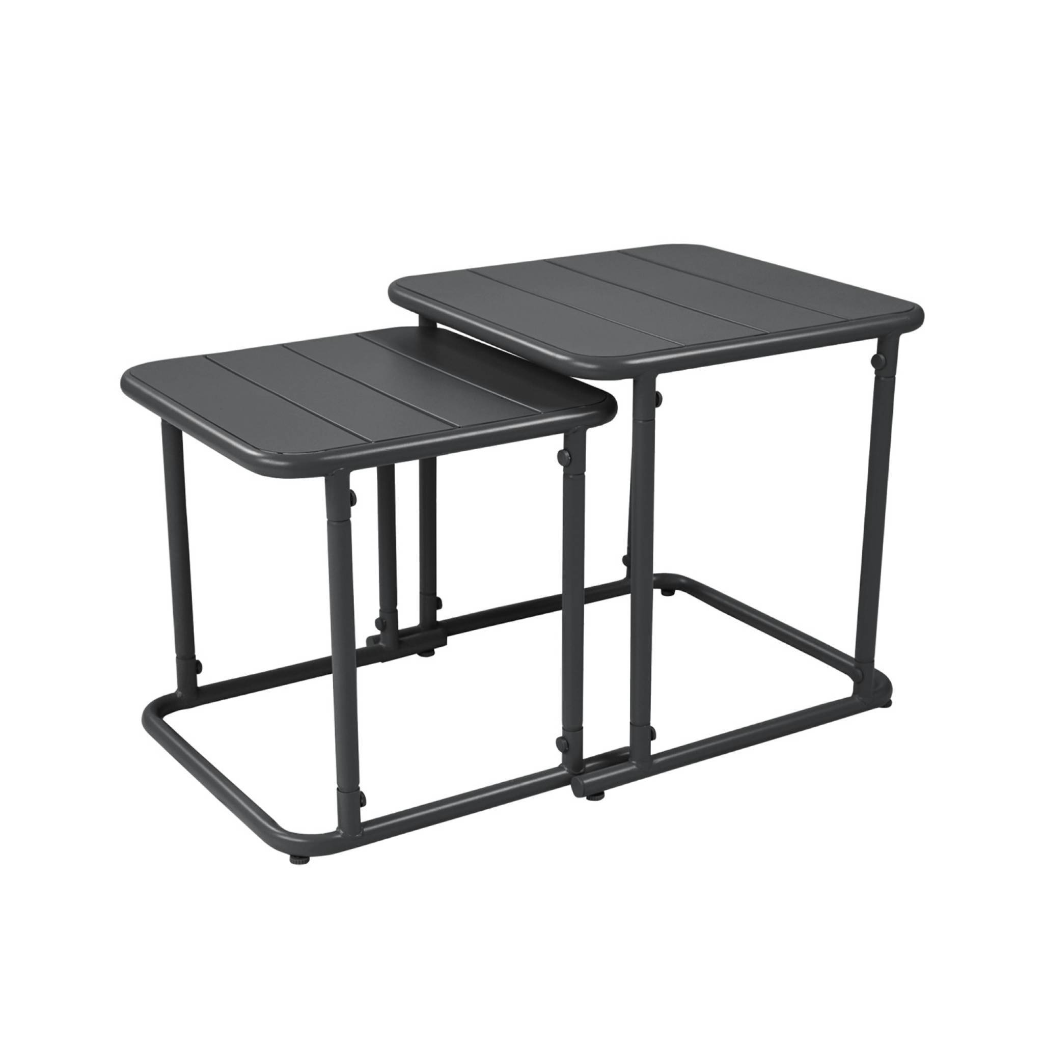 sweeek - Table gigogne extérieure carrée en acier 45cm anthracite - Amélia | sweeek - Image 2