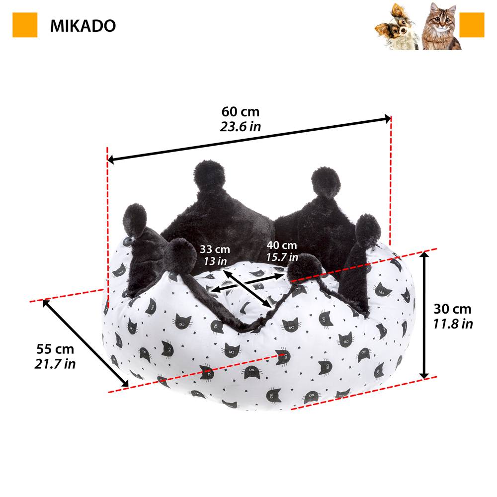Ferplast - Lit Rembourré Couchage Chats MIKADO avec Coussin, Fourrure écologique et Coton, Lavable - Image 2