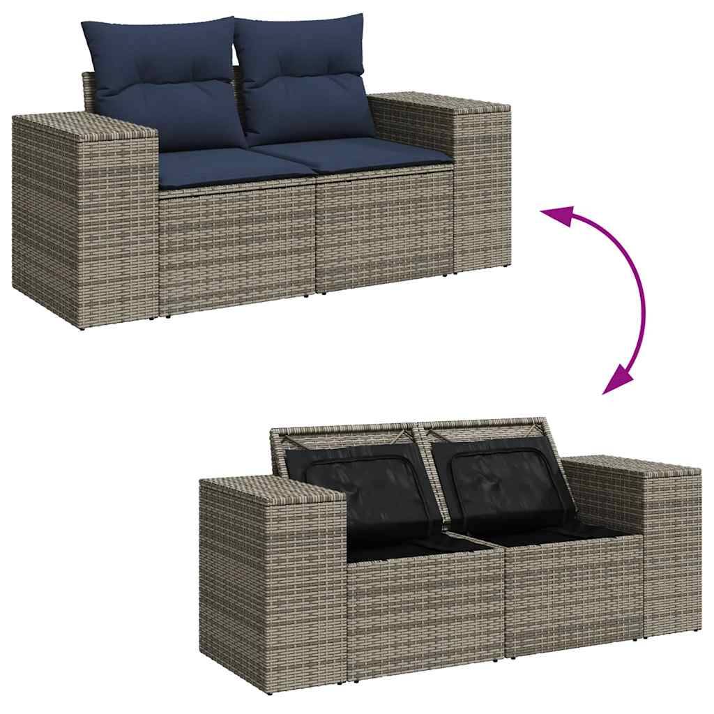 ComfortXL - Salon de Jardin Modulable Rotin Synthétique 6 Pièces avec Coffres de Rangement pour Terrasse Gris Coussins Bleus – ComfortXL Outdoor Living - Image 8