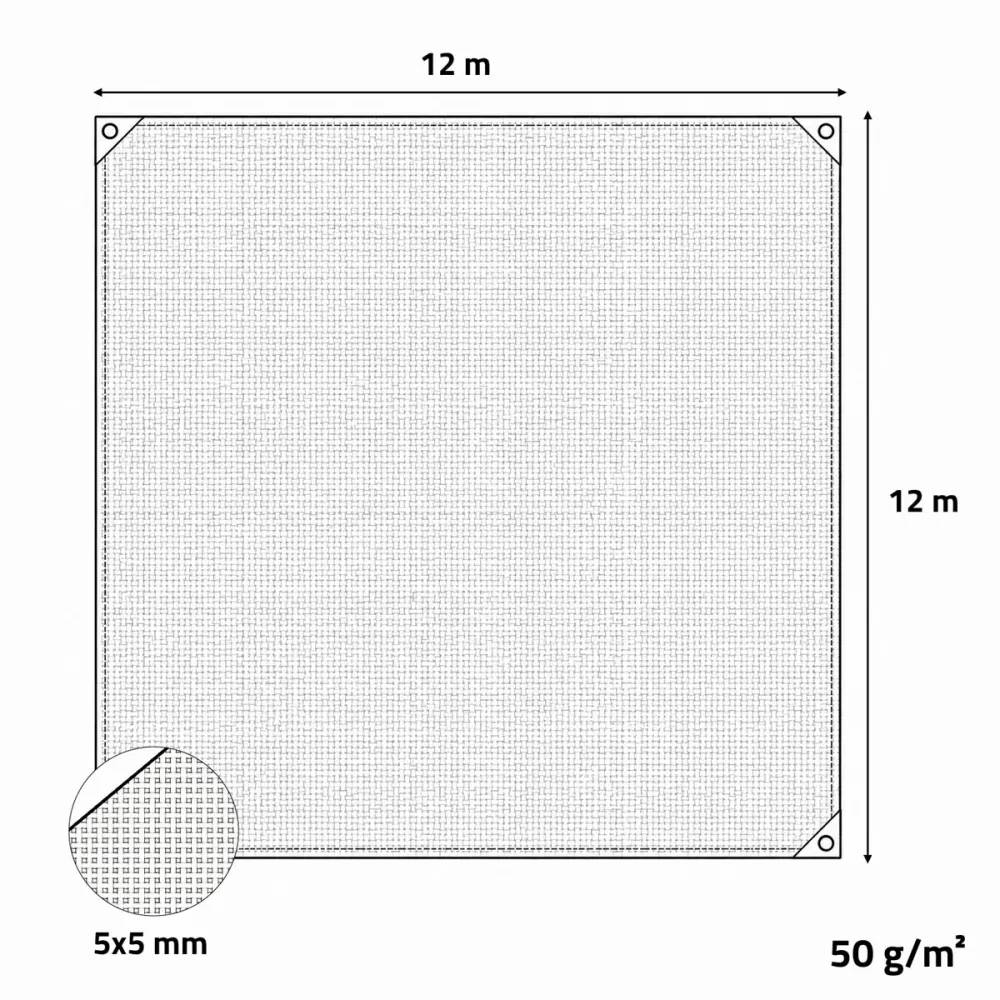 Filet de récolte 12x12m maille 5x5mm - Polyéthylène haute densité 50g/m² - Image 3