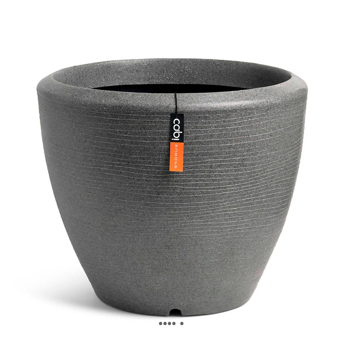 Artificielles - Pot évasé granite en plastique moderne H 35 x D 48 cm Gris - dimhaut: H 35 cm - couleur: Gris ciment - Image 1