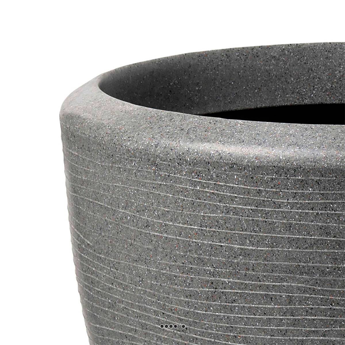 Artificielles - Pot évasé granite en plastique moderne H 35 x D 48 cm Gris - dimhaut: H 35 cm - couleur: Gris ciment - Image 3