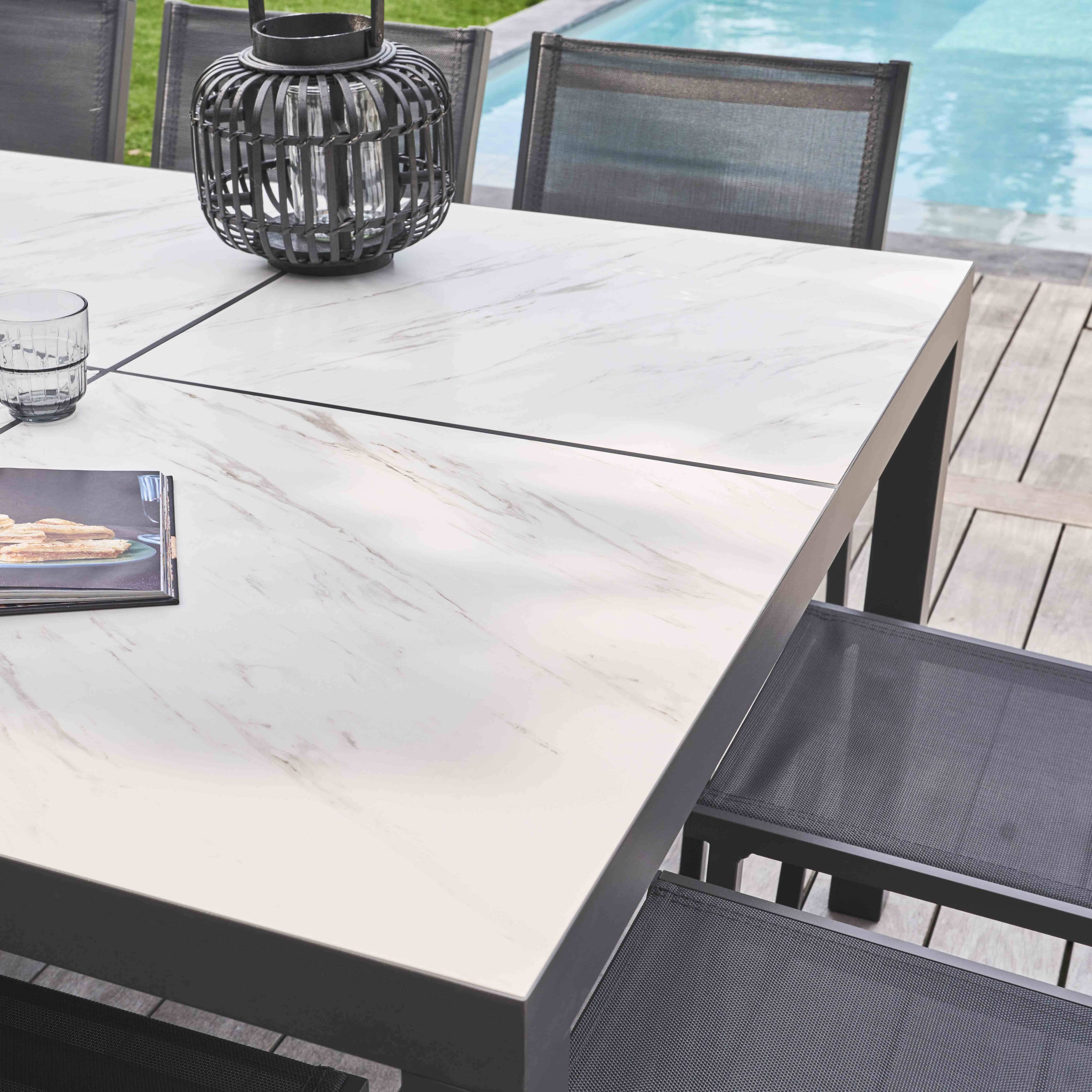 Oviala - Ensemble table de jardin en céramique effet marbre avec 10 chaises
 - Oviala - Image 3