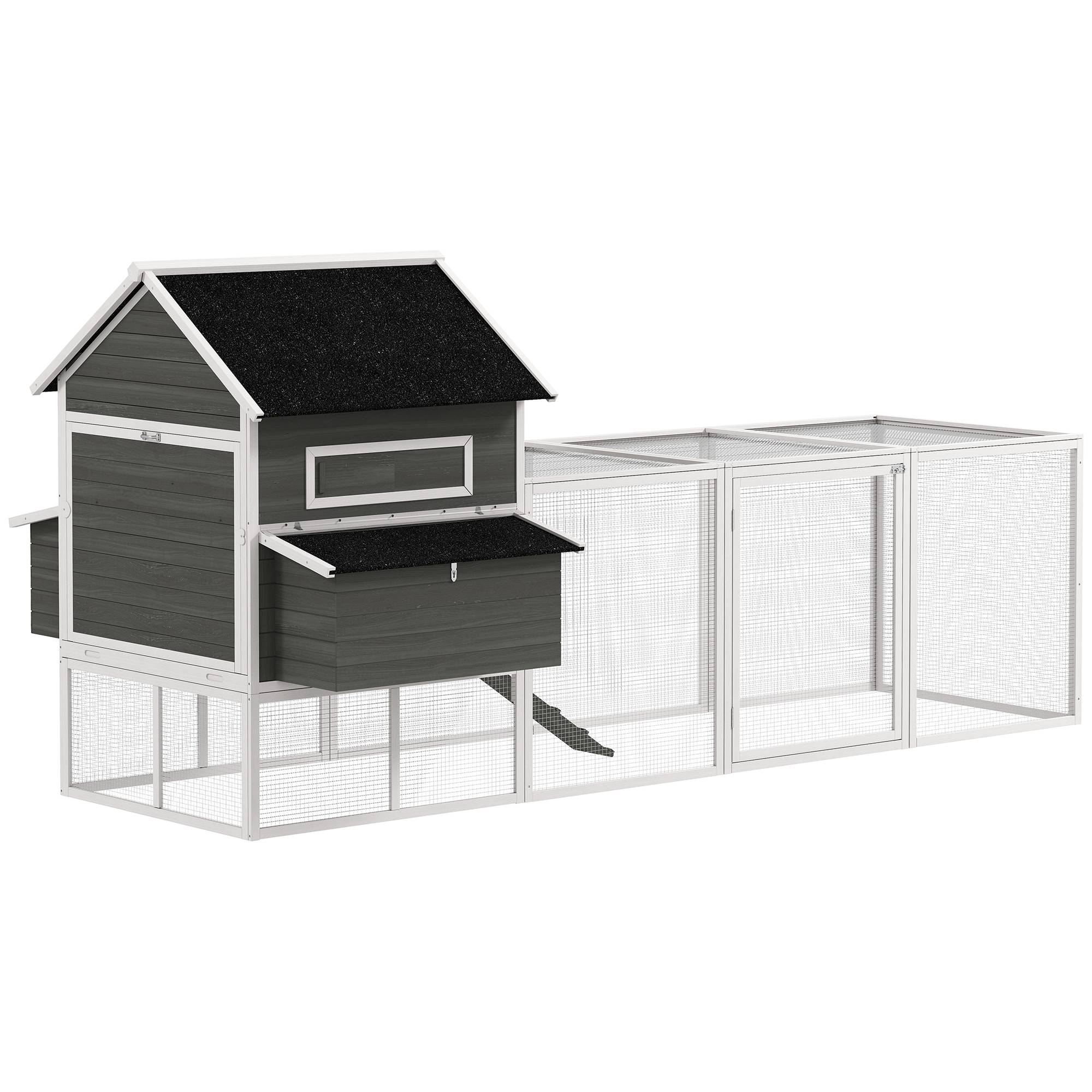 ComfortXL - Poulailler bois 347 x 160 x 150 cm gris foncé pour 4 à 6 poules avec grand enclos - ComfortXL Outdoor Living - Image 2