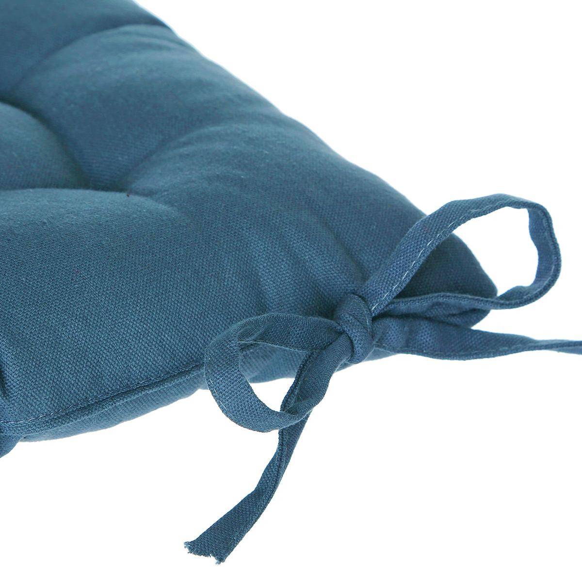 Lot de 2 Galettes de chaise en Coton Bleu canard  38 x 38 cm - Image 2