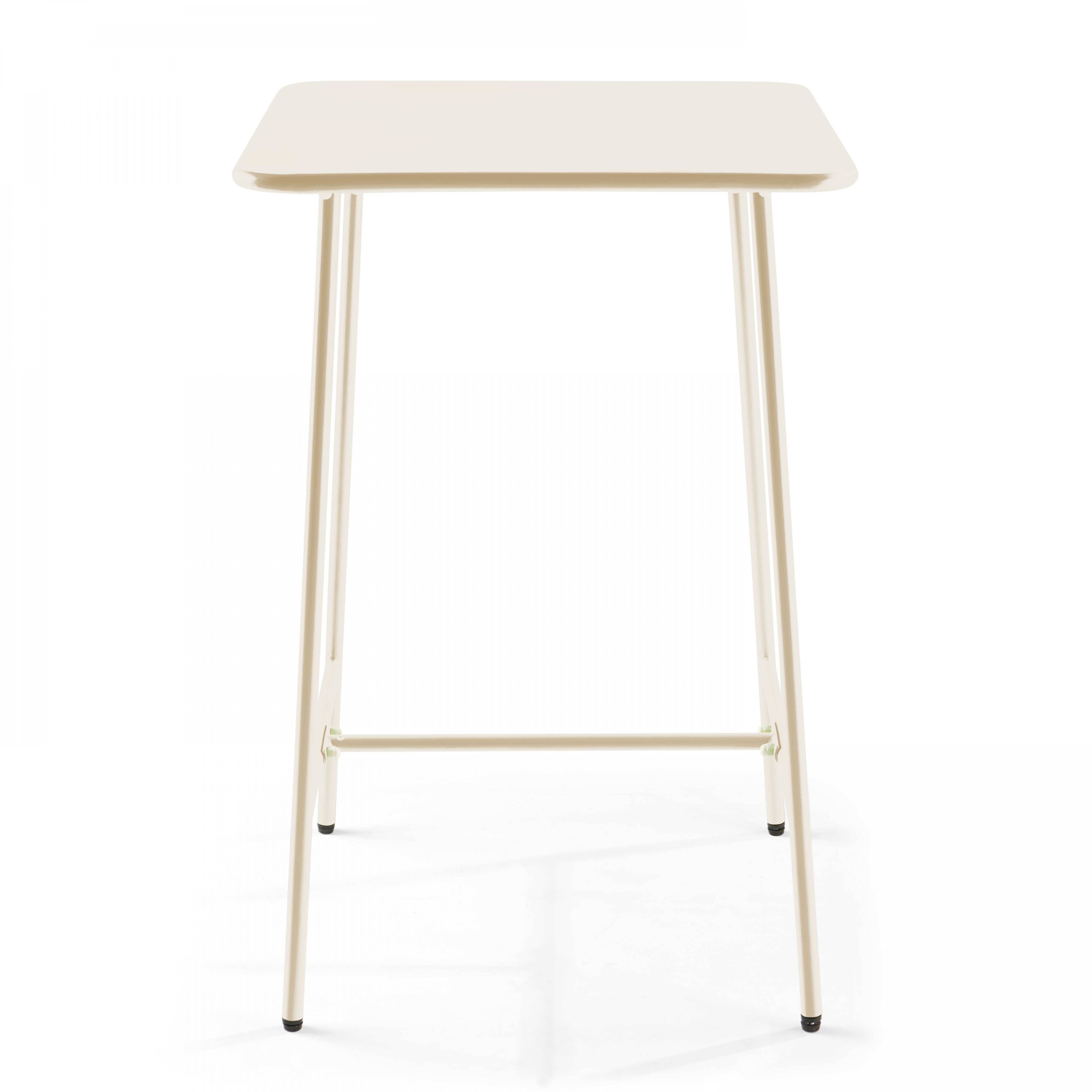 Oviala - Table haute de jardin carrée en acier ivoire 70cm Palavas - Oviala - Image 5