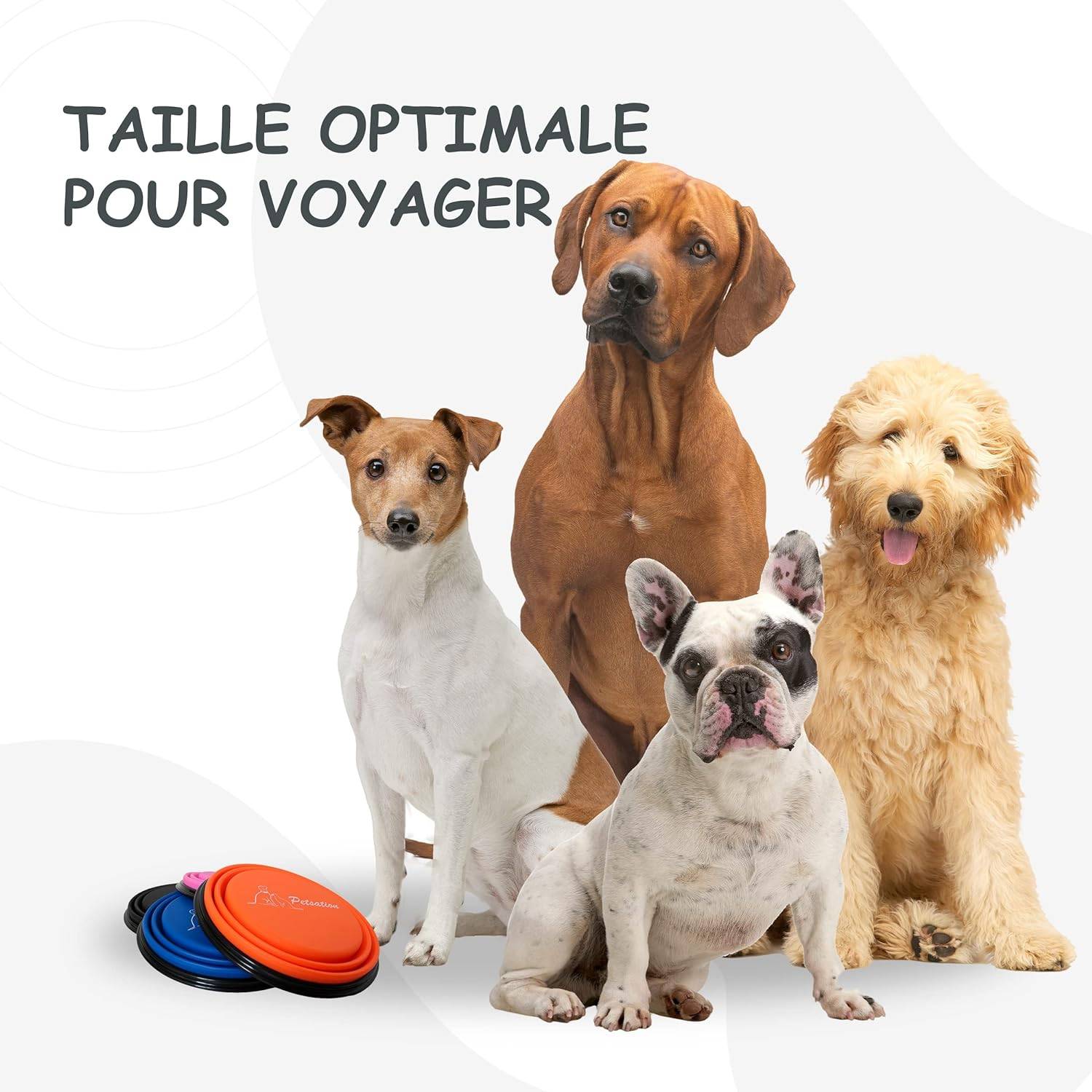 Petsation - Gamelle de voyage pliable en silicone - eau et nourriture pour chien et chat (noir, 2x1000ml) - Petsation - Image 4