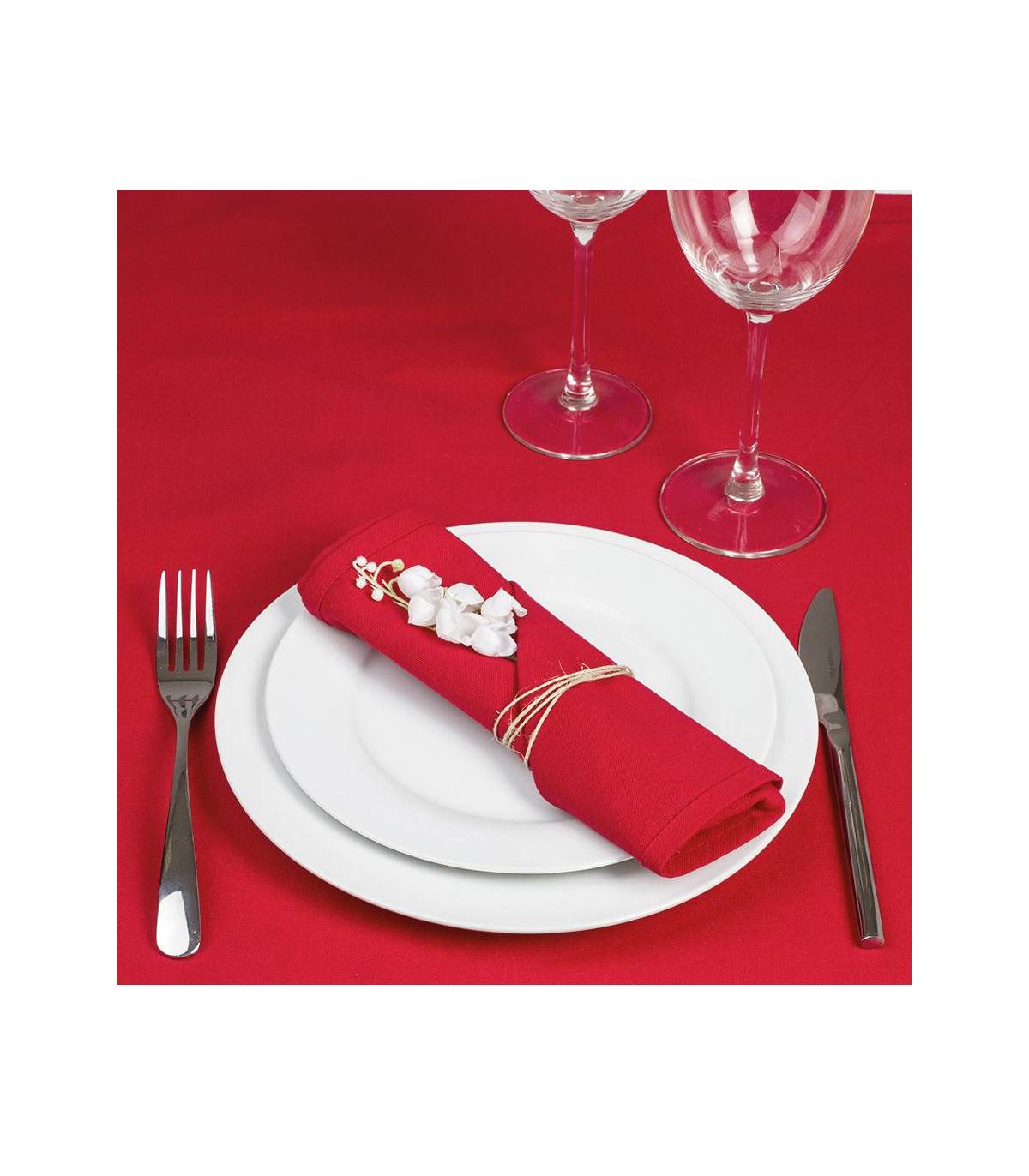 Lot de 4 Serviettes de table en Coton Rouge 40 x 40 cm - Image 3