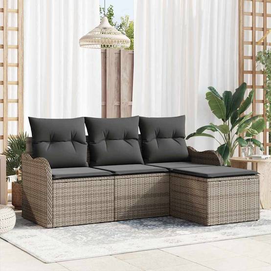 ComfortXL - Salon de jardin 4 places en polyrotin avec rangement et coussins Noir – ComfortXL Outdoor Living - Image 1