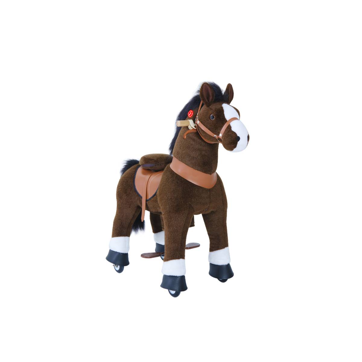 PonyCycle Poney à Monter Chocolat avec Sabots Blancs - Modèle Petit pour Enfants de 3 à 5 Ans - Image 1