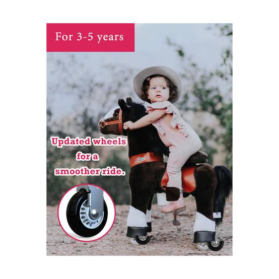 PonyCycle Poney à Monter Chocolat avec Sabots Blancs - Modèle Petit pour Enfants de 3 à 5 Ans - Image 5