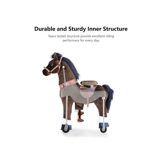 PonyCycle Poney à Monter Chocolat avec Sabots Blancs - Modèle Petit pour Enfants de 3 à 5 Ans - Image 4