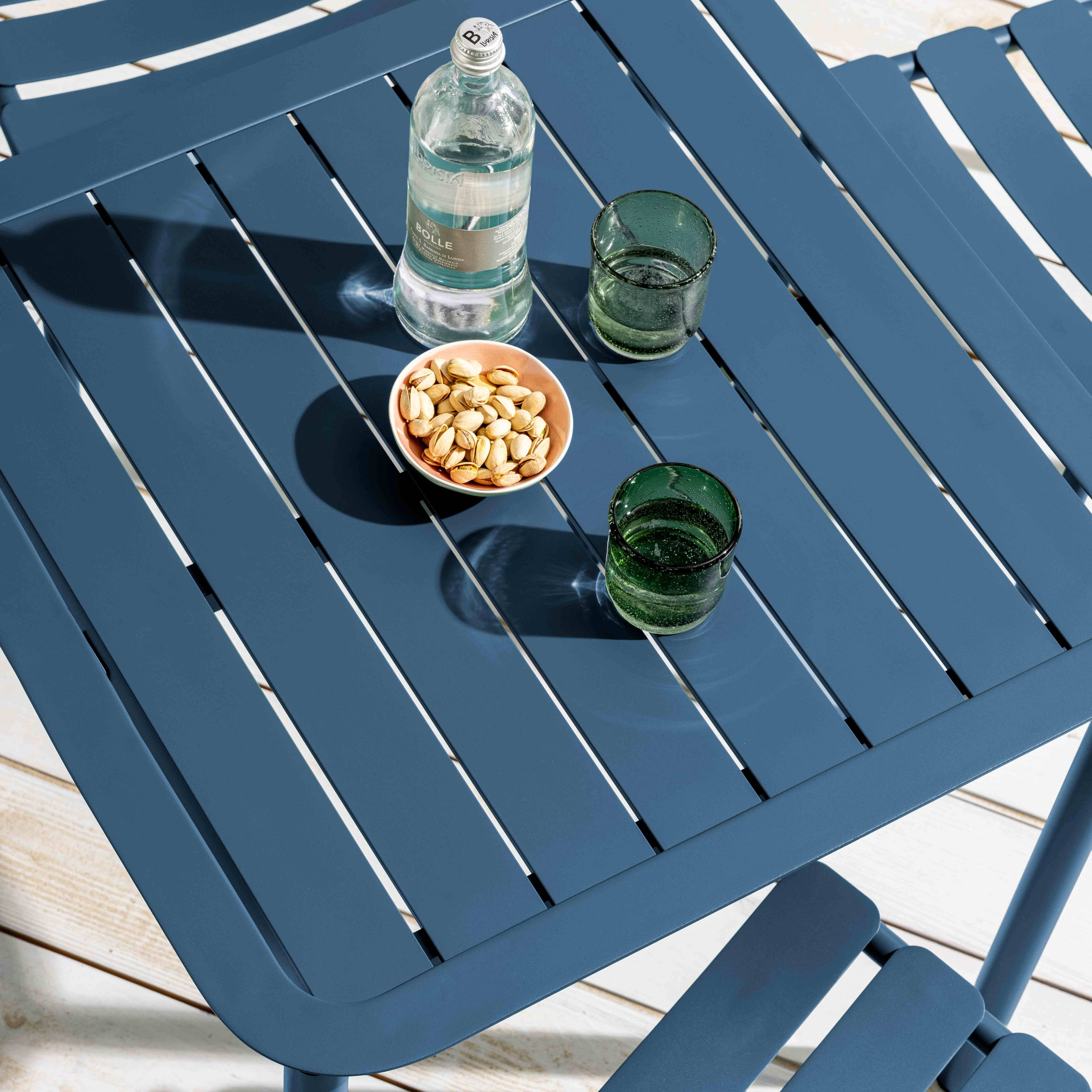 Oviala - Ensemble table de terrasse 70cm et 2 chaises bleu foncé Almada - Oviala - Image 4